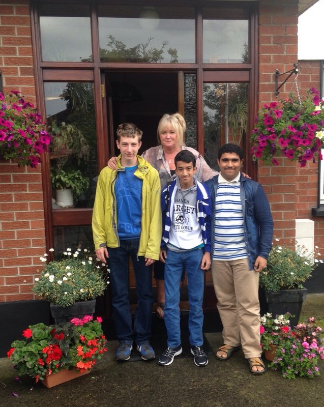 An Irish host Mom with her international guests taking part in the school's junior programme