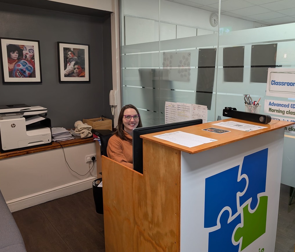 English teacher with her class of teenagers during a summer camp at Your English Language School