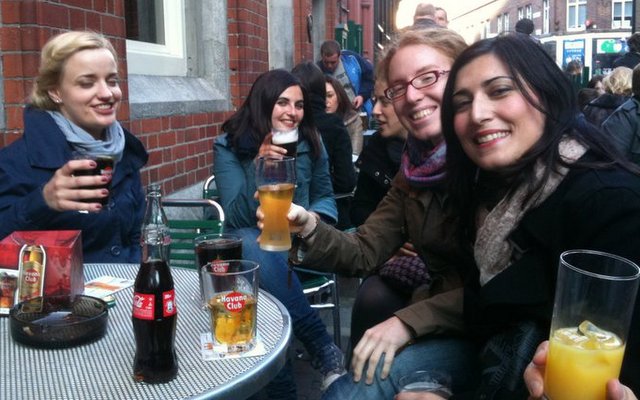 Students enjoying evening in a pub off Grafton Street in Dublin