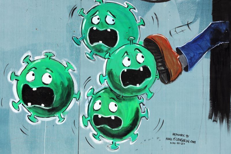 Coronavirus themed mural by Niall O'Loughlin - Ireland's no. 1 caricature artist